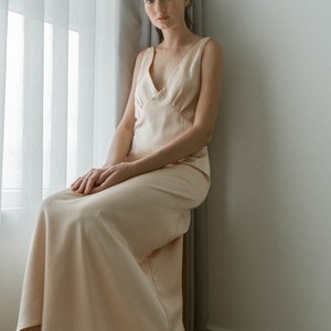 Irina White Tea Length Satin Dress / Open Back Satin Slip - Etsy