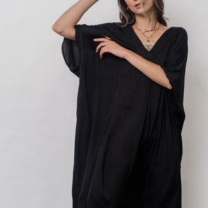 Cercei Kaftan Dress/Black Silk Kaftan Dress/ Loose fit Black dress Black