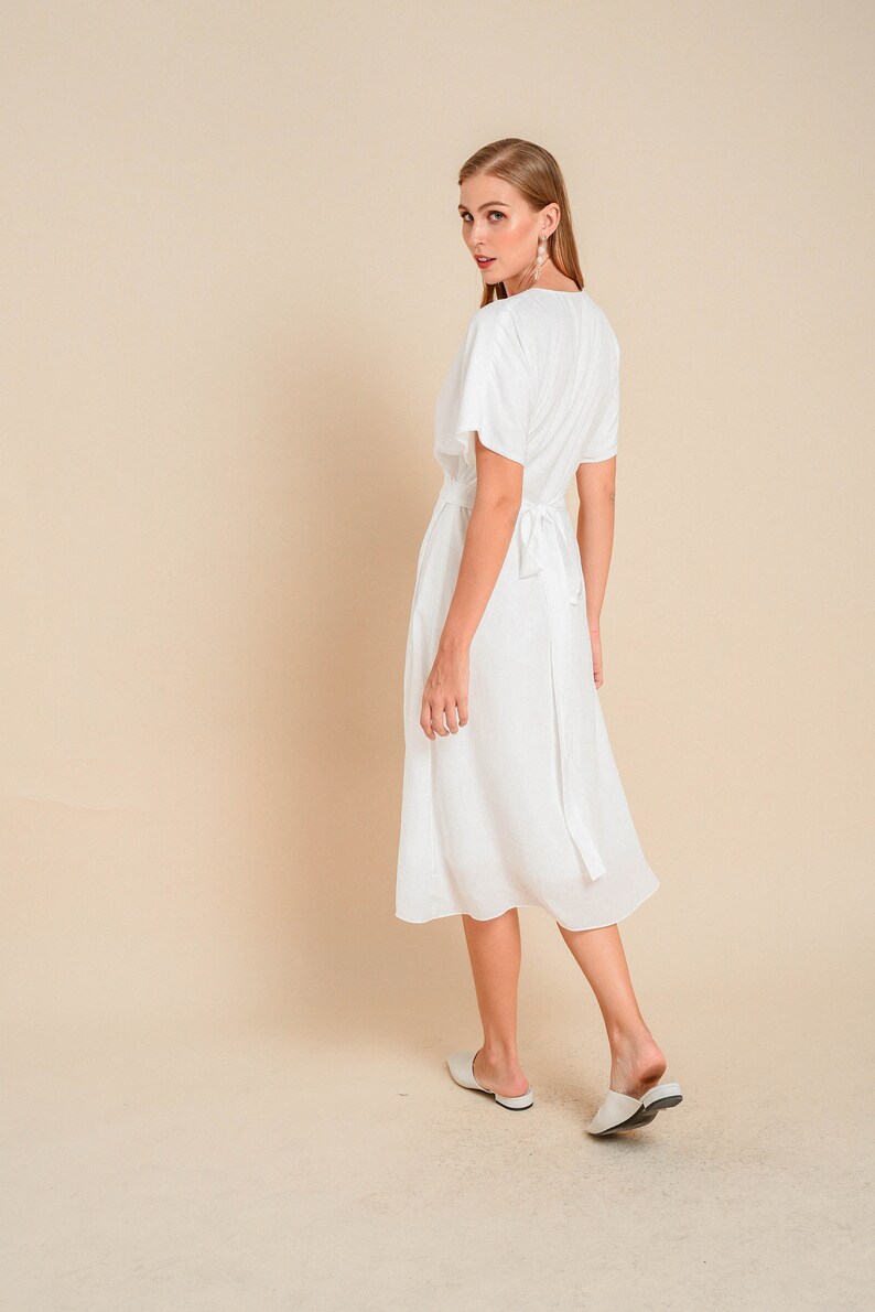 Lola White Wrap Dress / Simple White Dress / Silk Wrap Dress / | Etsy