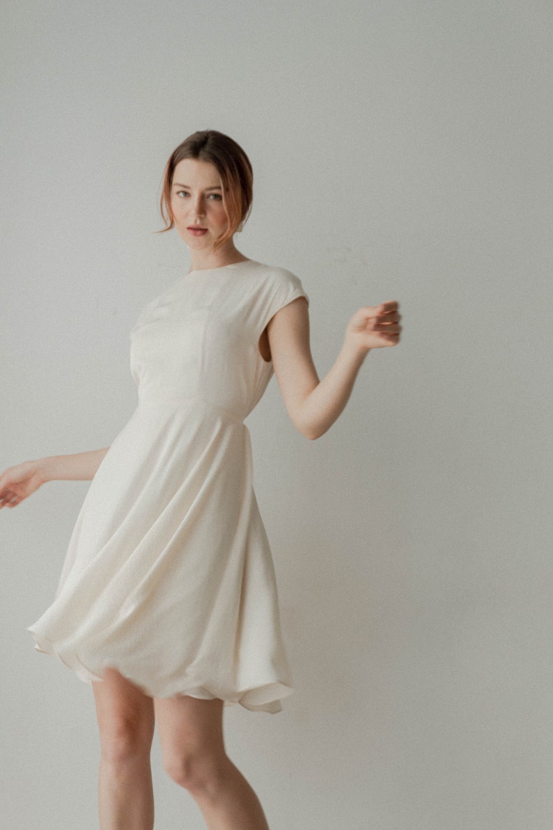 Kayla White Dress Simple Wedding Dress Silk Wedding Dress Minimalist Dress Travel Mini Dress image 1