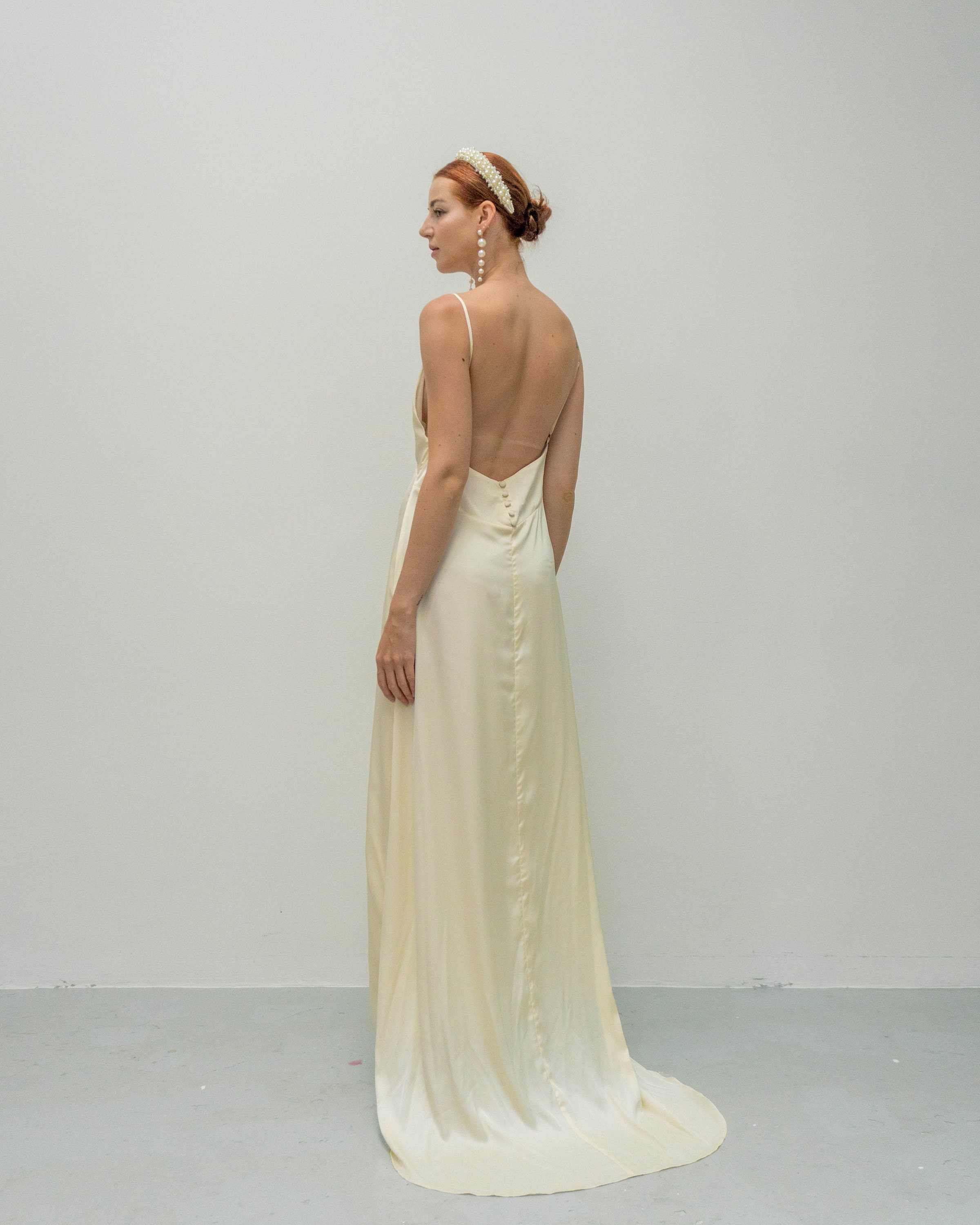 Thea Gown Cowl Neck, Low Back. Silk Crepe Slip Wedding Dress Cut on the  Bias. Minimalist 