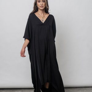 Cercei Kaftan Dress/Black Silk Kaftan Dress/ Loose fit Black dress image 6