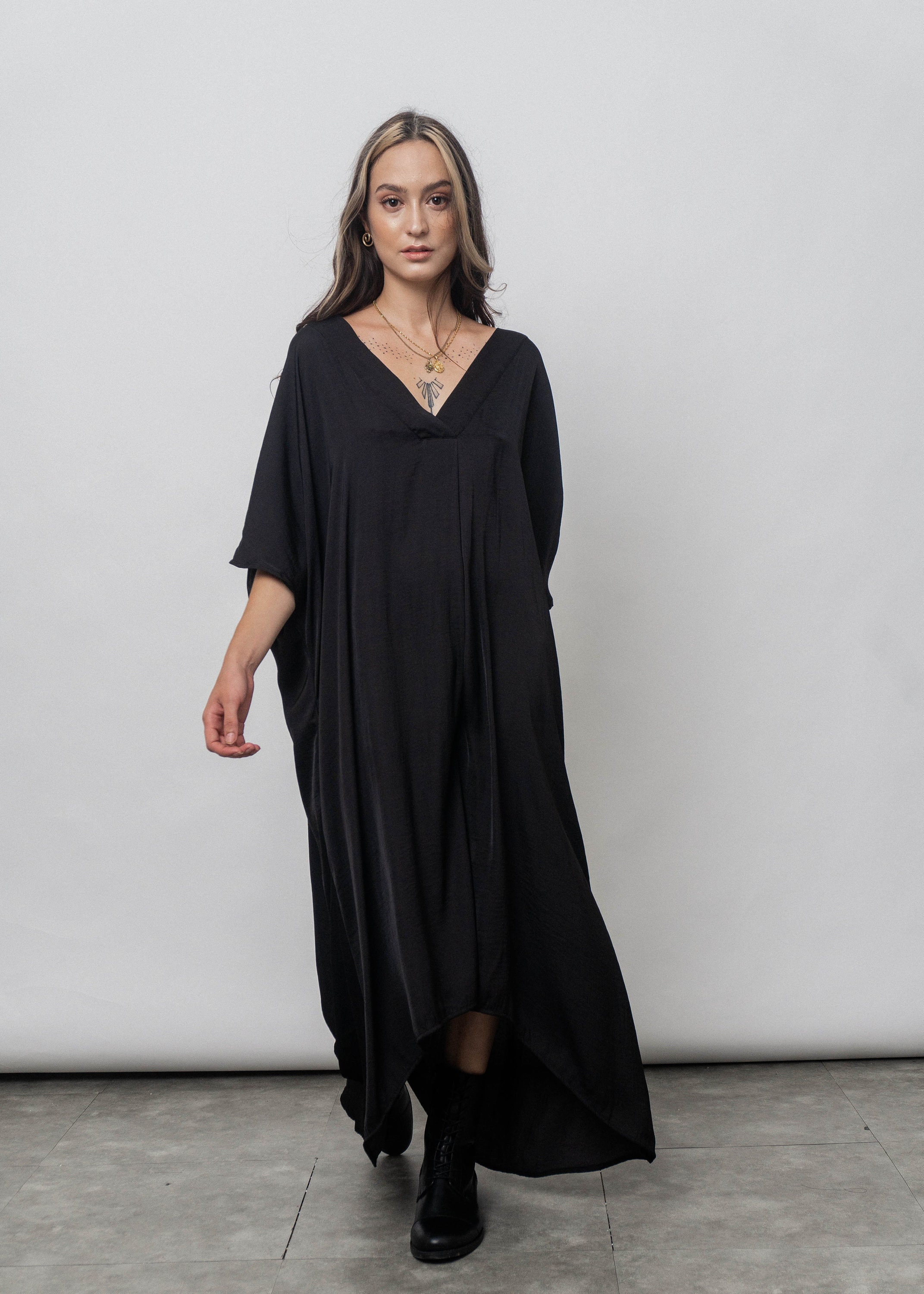 Cercei Kaftan Dress/Black Silk Kaftan Dress/ Loose fit Black | Etsy