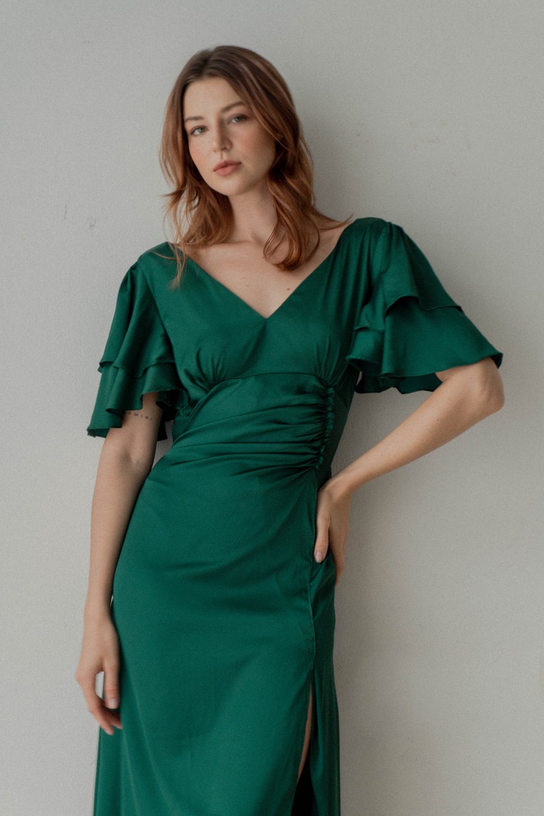 Ready to ship Caitlyn Satin Midi Dress image 5