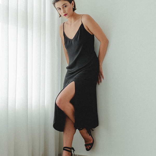 midi slip dress silk