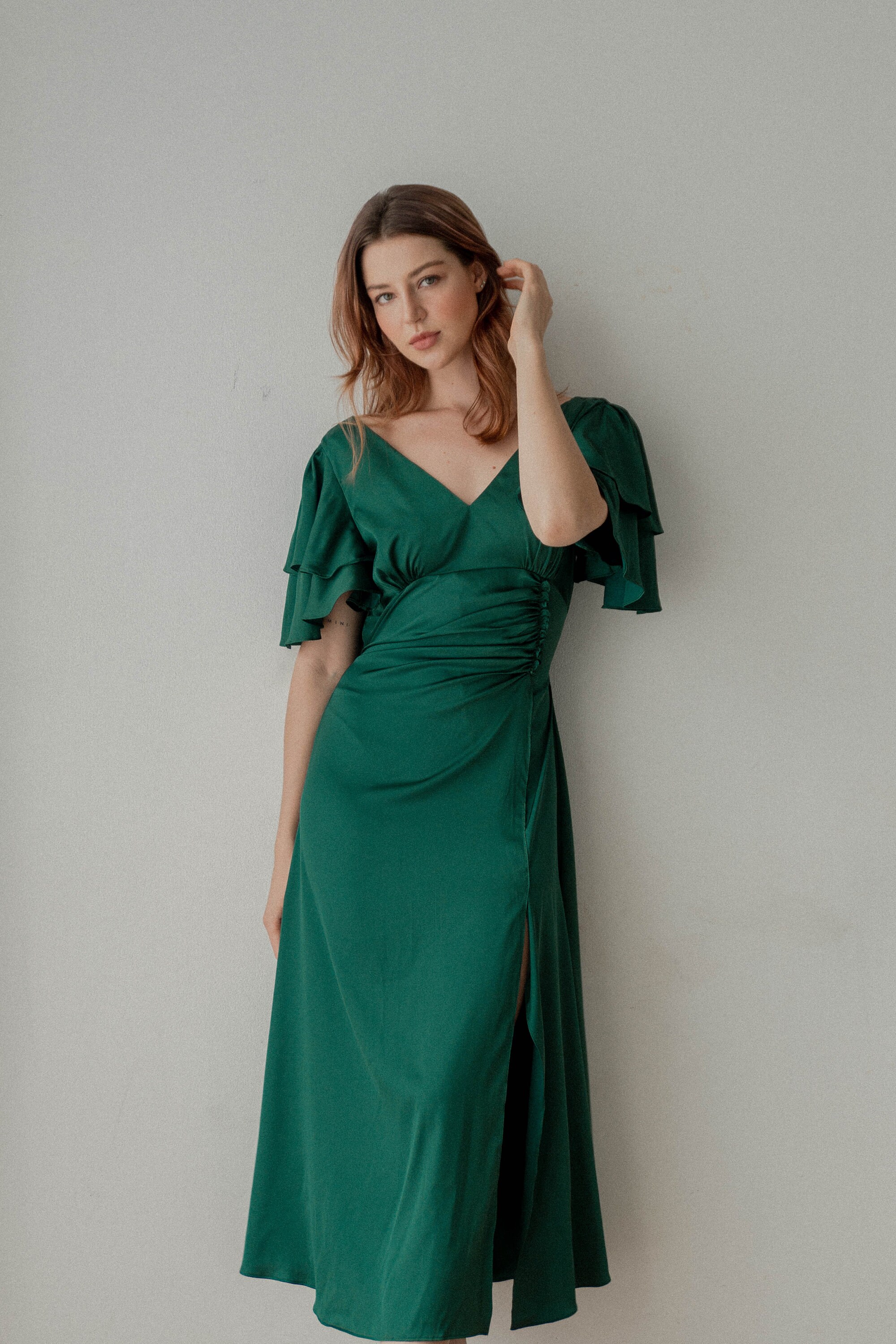 slim fit dress slacks Flutter Sleeve V-Neck Dress – Charming Charlie main image 1