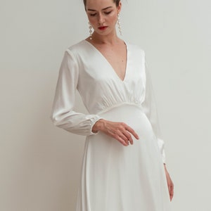 Maureen Puff Sleeves Wedding Dress / Long Sleeves Simple - Etsy