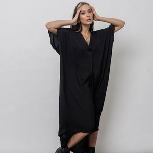 Cercei Kaftan Dress/Black Silk Kaftan Dress/ Loose fit Black dress image 5