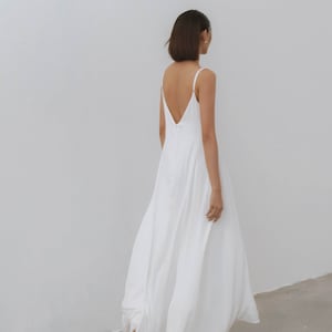 Eleanor White Wedding Slip Dress - Schlichtes Brautkleid - Rückenfreies Brautkleid