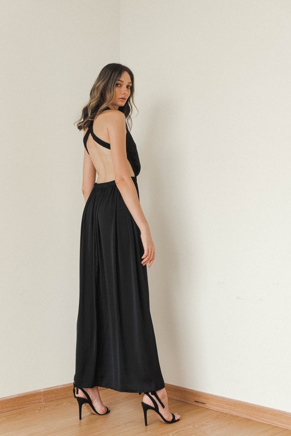 Tiana Open Back Dress / Backless Silk Maxi Dress / Cut-out | Etsy