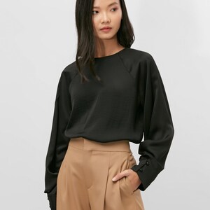 black satin long sleeve top