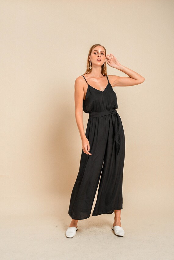 black silk jumpsuit
