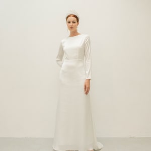 Marisol Cream White Floor Length Dress With Train Open Back Wedding ...