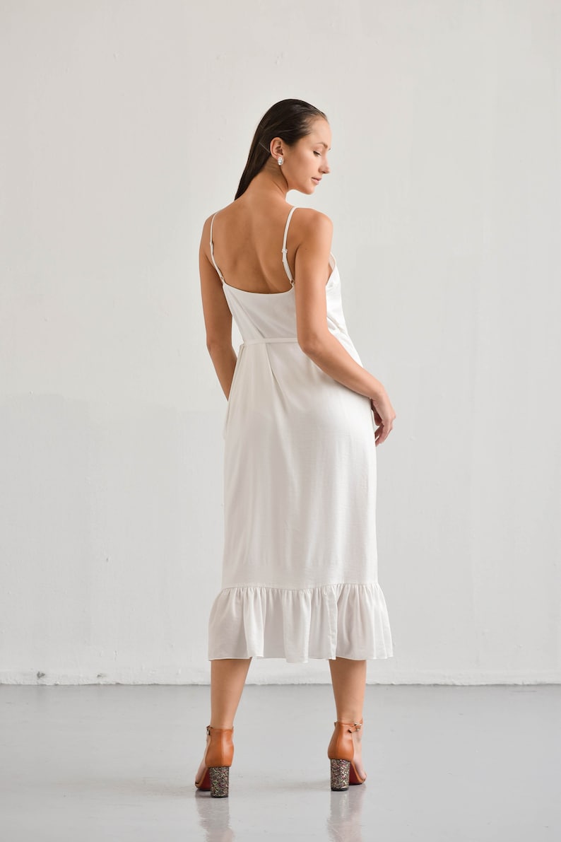 Helen White Slip Dress Slip Wrap Dress Simple Wedding Etsy