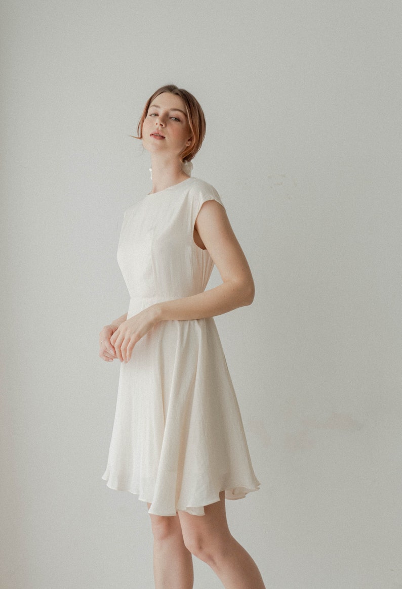 Kayla White Dress Simple Wedding Dress Silk Wedding Dress Minimalist Dress Travel Mini Dress image 8