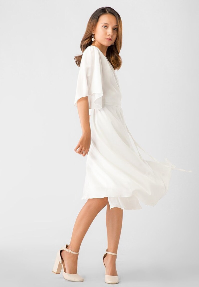 satin wrap bridesmaid dress