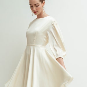 Gloria Mini Dress Short Wedding Dress With Puff Sleeves - Etsy