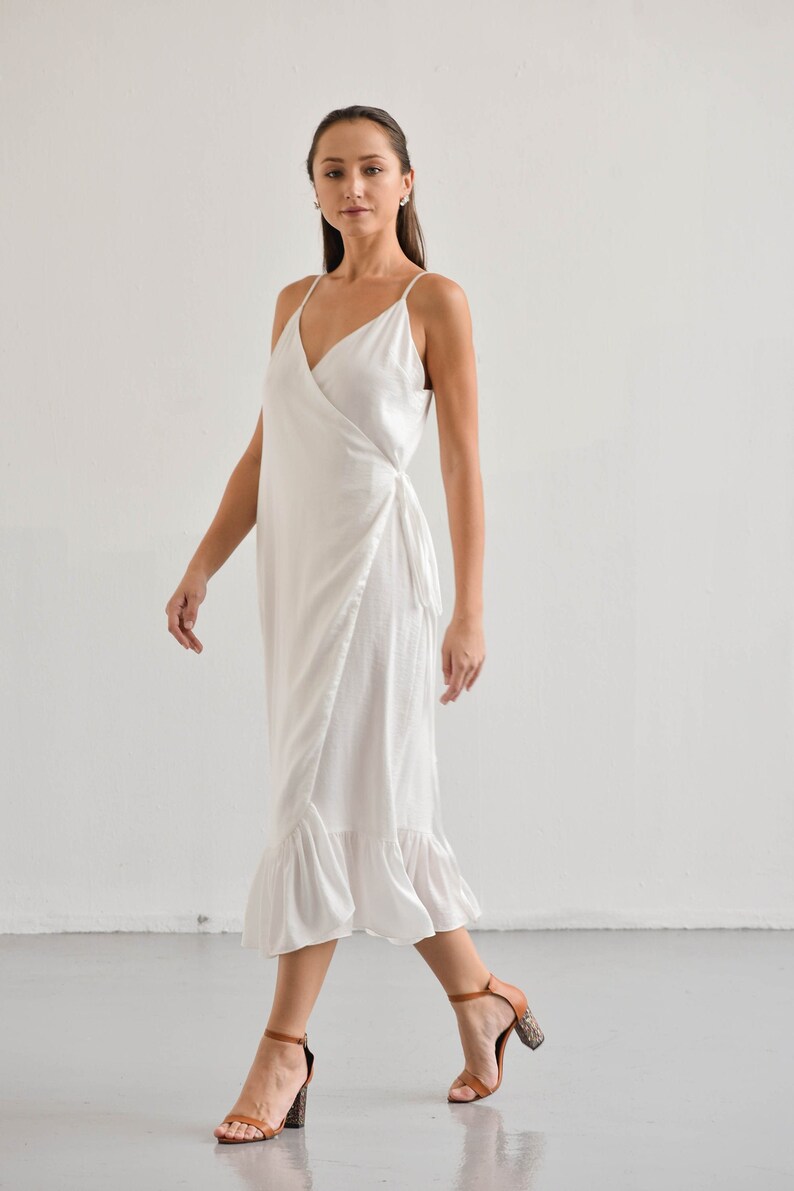 Helen White Slip Dress Slip Wrap Dress Simple Wedding Etsy