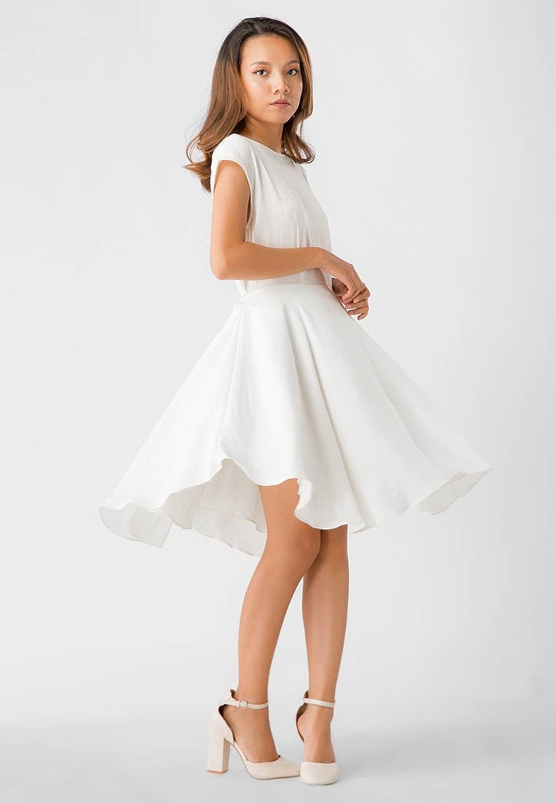 Kayla White Dress Simple Wedding Dress Silk Wedding Dress Minimalist Dress Travel Mini Dress image 7