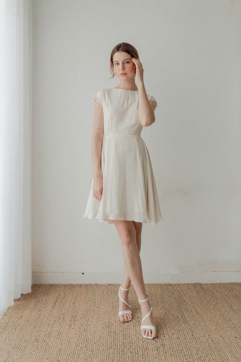 Kayla White Dress Simple Wedding Dress Silk Wedding Dress Minimalist Dress Travel Mini Dress image 5