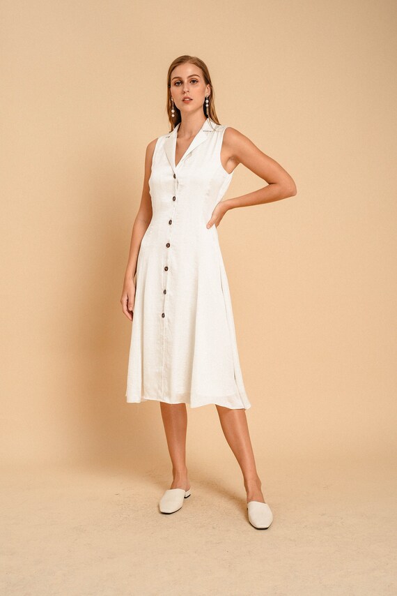 simple white silk dress