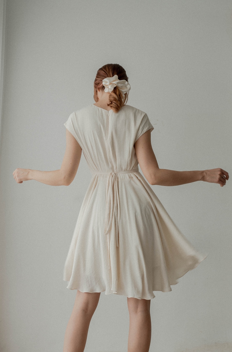 Kayla White Dress Simple Wedding Dress Silk Wedding Dress Minimalist Dress Travel Mini Dress image 4