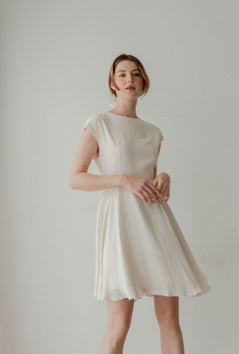 Kayla White Dress Simple Wedding Dress Silk Wedding Dress Minimalist Dress Travel Mini Dress image 9