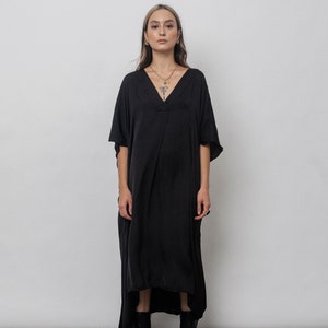 Cercei Kaftan Dress/Black Silk Kaftan Dress/ Loose fit Black dress image 4