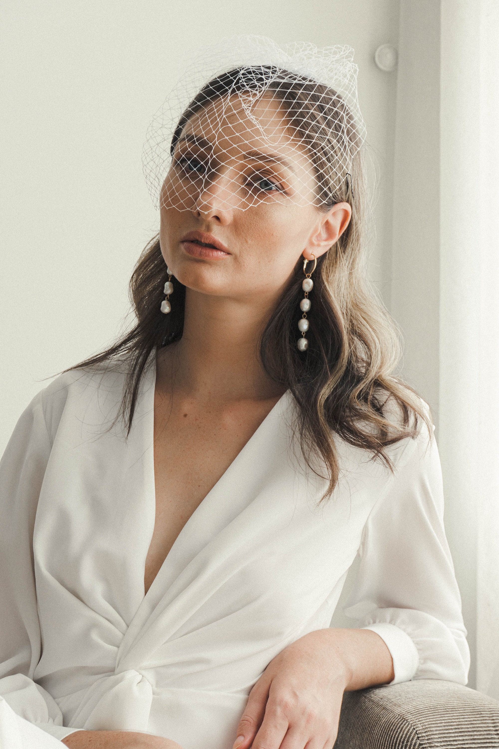 Lea Twisted Midi Dress / Tea Length White Dress / Long Sleeves Etsy