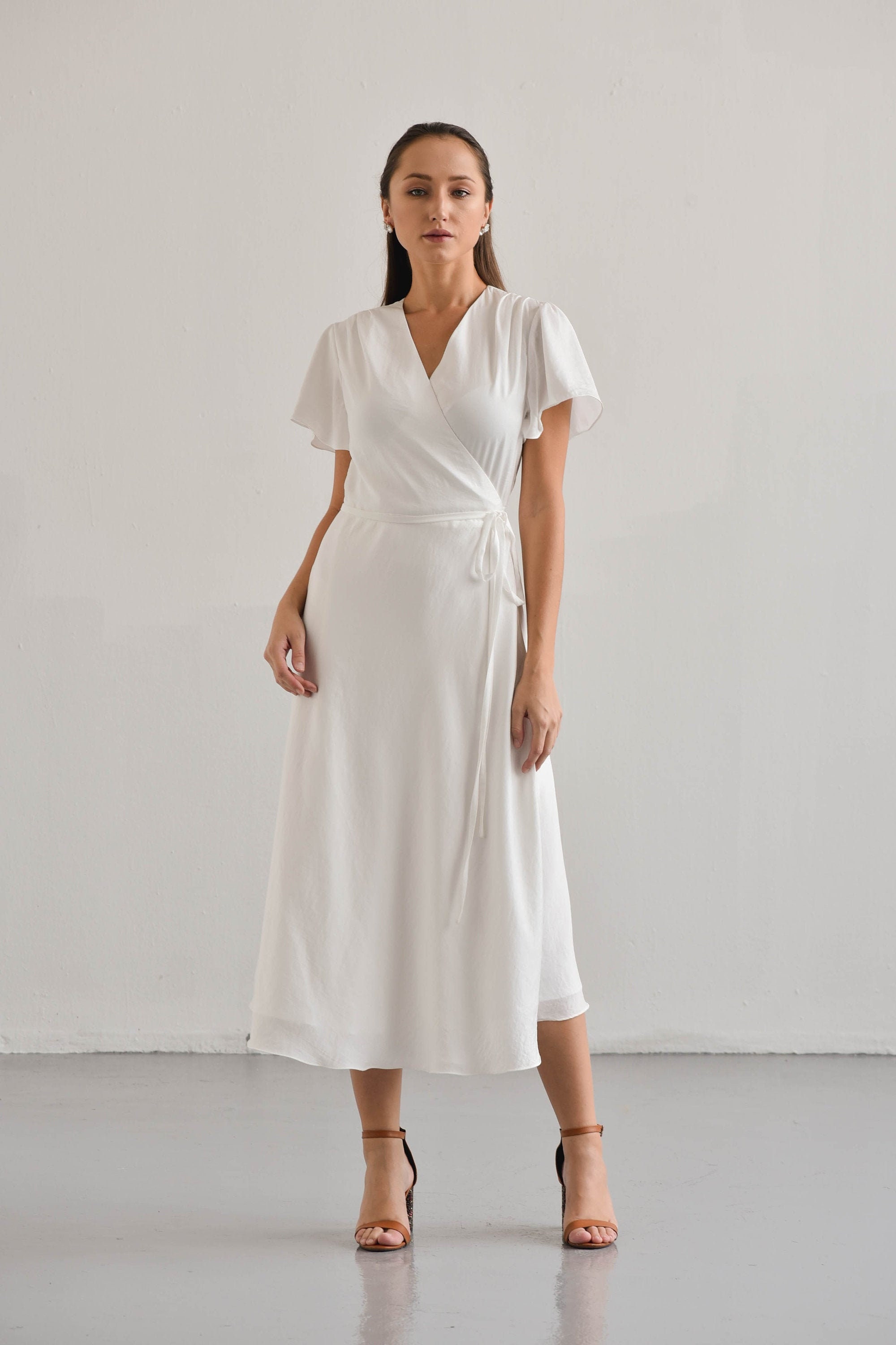 Wendy Weißes Wickelkleid Kurzärmeliges Wickelkleid - Etsy Österreich
