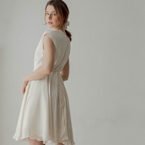 Kayla White Dress Simple Wedding Dress Silk Wedding Dress Minimalist Dress Travel Mini Dress image 3