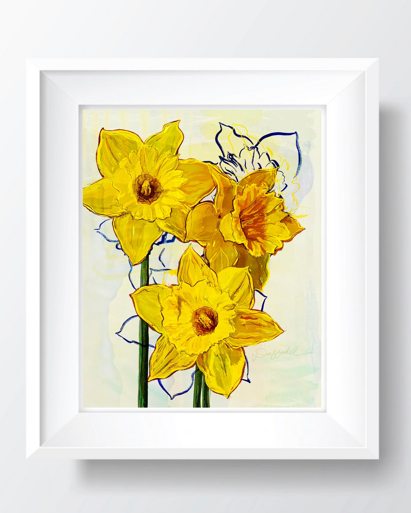 Daffodils ART PRINT March Birth Flower Original Watercolour - Etsy