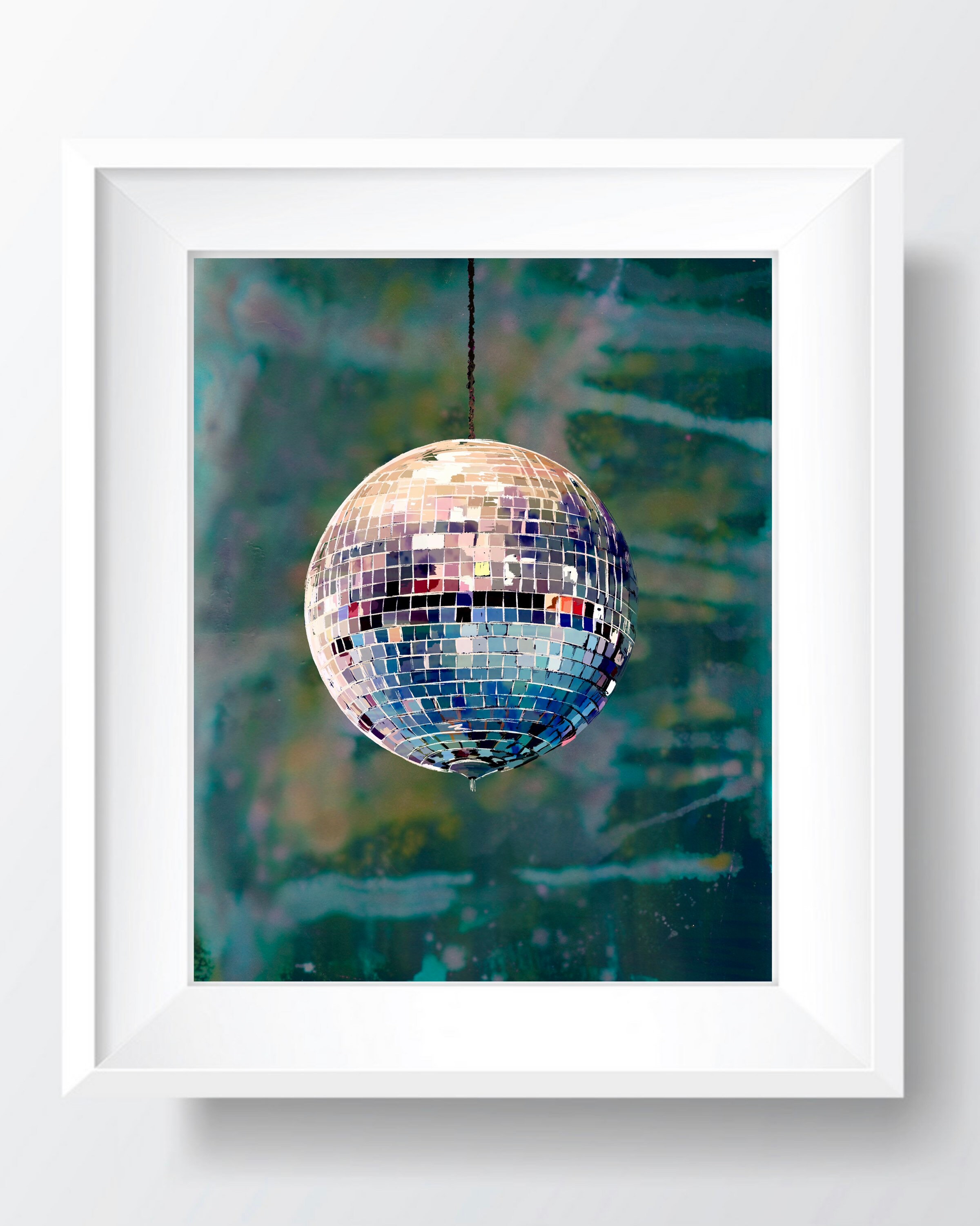 Disco Ball, acrylic painting, round canvas, decorative art, vintage art