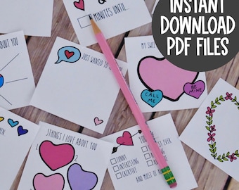 Valentines Printable Love Notes, Cute Message Cards and Cute Write-In Love Note Cards for Valentine's Day, Love Gift Notes, Instant Download