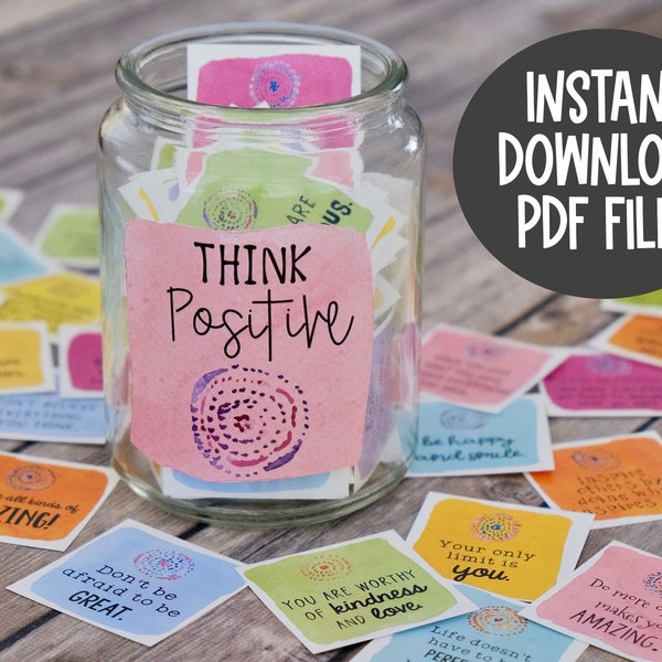 Printable Positive Message Motivational Cards - Set 1 - Inspirational Cards - DIY Jar of Positivity - Intention Cards - Positivity Gift -
