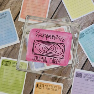 Happiness Themed Printable Journal Cards | Positive Mind Questions | Mindfulness Journal Kit | Inspirational Writing Prompts