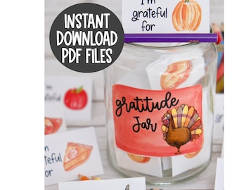 Thanksgiving Gratitude Jar Kit: Family Activity, Printable DIY Craft (PDF)