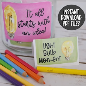 Erinnerungsglas für Ideen - Self Care Kit - Printable Craft - Brainstorming Ideen und Lösungen - Inspiration am Arbeitsplatz - Pflege Paket Idee