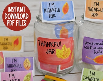 Make Your Own Gratitude Jar, Fall Leaves Printable Craft, Gratitude Project, Gratitude Gift, Thanksgiving Family Activity