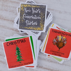 Holiday Conversation Starter Cards: Thanksgiving, Christmas, New Years (Digital Download)