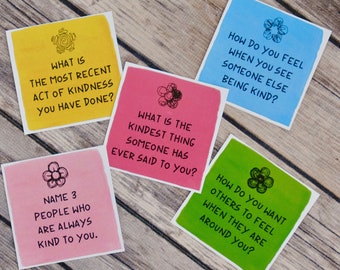Kindness Conversation Starters and Journal Prompts - Family Dinner Conversation - Classroom Activity - Kindness Project- Kindness Club