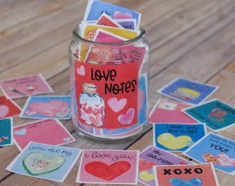 Love Notes, Message Cards and Write-In Love Note Cards - Printable Gift Cards for Him, Gift for Him for Sharing Love, DIY Love Notes Jar