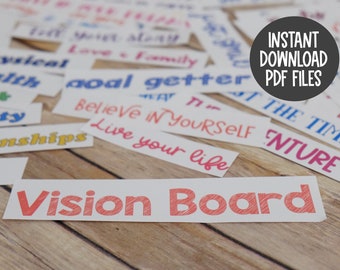 Motivational Vision Board Kit for Manifesting Goals and Dreams -Printable Inspirational Dream Board and Goals Board-New Year's Activity 2024