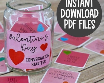 Valentine's Day Conversation Starter Cards: Family Dinner Activity (Instant Download)