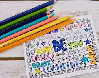 Inspirational Quote Coloring Cards: Mindfulness Activity (PDF Pattern)