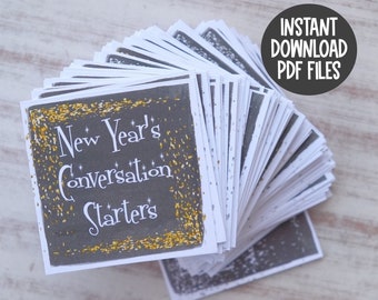 New Years Conversation Starters Game - Reflection, Resolutions and Goal Setting - Question Cards or Journal Prompts