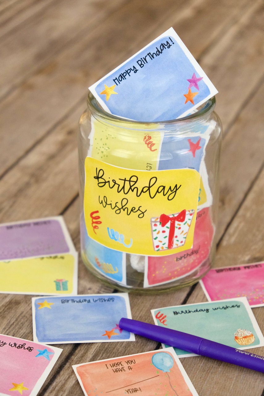 Birthday Wishes Jar Birthday Memory Jar Birthday Party Etsy
