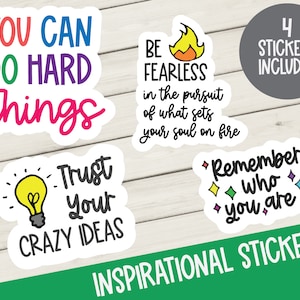 Inspirational Stickers - You Can Do Hard Things - Motivational Quote Stickers - Care Package - Laptop Stickers - Water Bottle Stickers