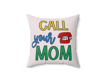 Call Your Mom pillow | Retro phone typography throw pillow