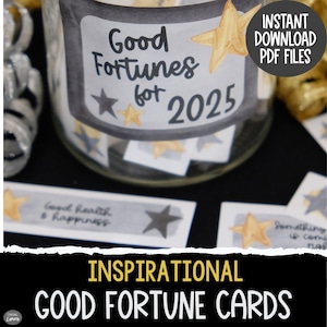 Neue Jahre Fortunes Glas | Glückskarten | Glücksbringer Silvester Party-Spiel | Familienspaß | 2025 Neujahrsparty Feier Aktivität